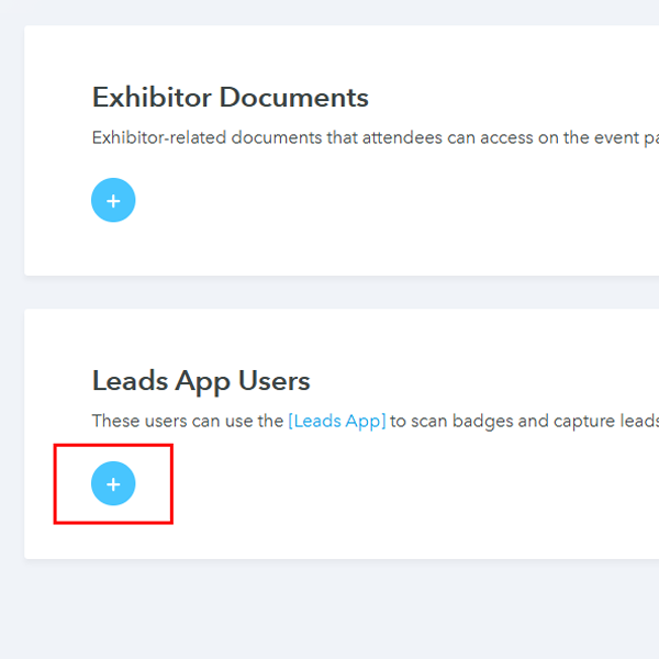 Scroll down and click the '+' icon under Leads App Users