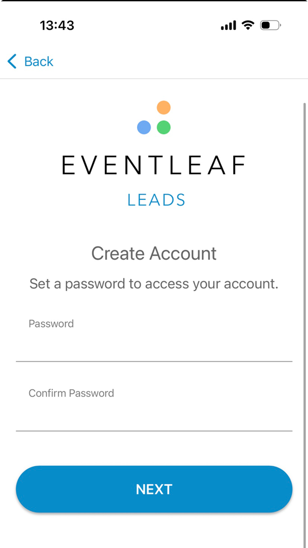 Set a password to access your account and click on Next.