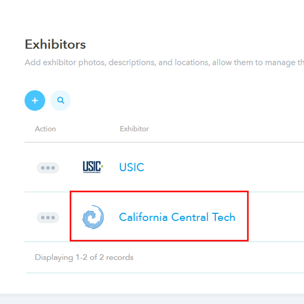 You will see a list of exhibitors