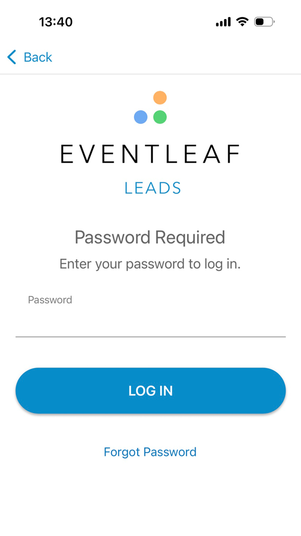 Enter your password and click LOG IN
